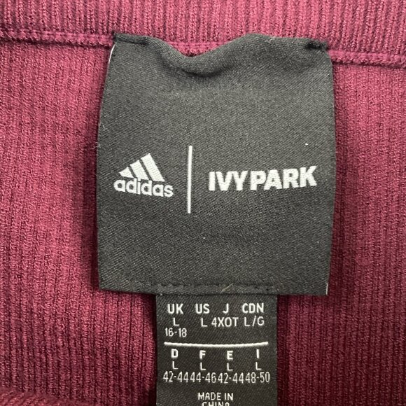 Adidas Ivy Park Ribbed Knit Skinny Leggings Women"s L Burgundy/Pink Stripes - Picture 6 of 7